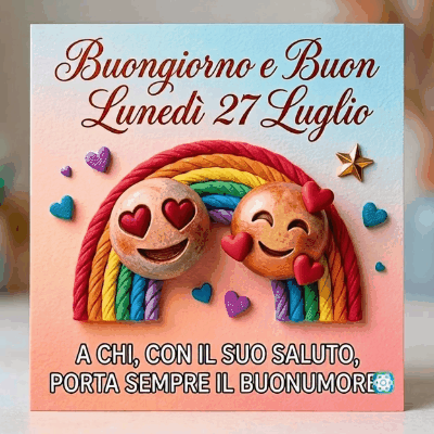 Buongiorno e Buon Lunedì 27 Luglio! GIF per Condividere il Buonumore