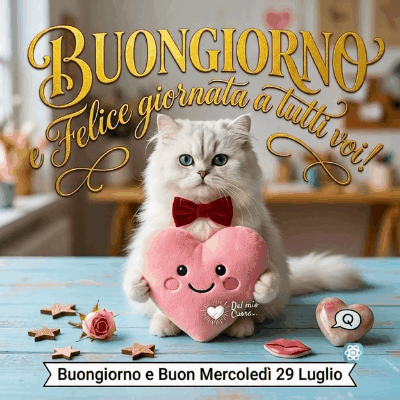 Buongiorno e Buon Mercoledì Gif Inizia la Giornata con un Gattino Dolce