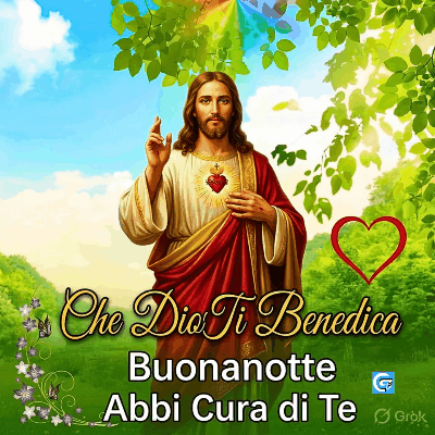 Buonanotte con la Benedizione di Gesù Che Dio Ti Benedica e Abbi Cura di Te