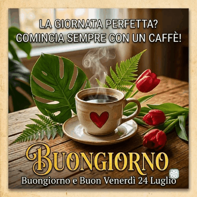 Buongiorno e Buon Venerdì Gif Inizia la Tua Giornata con un Caffè!