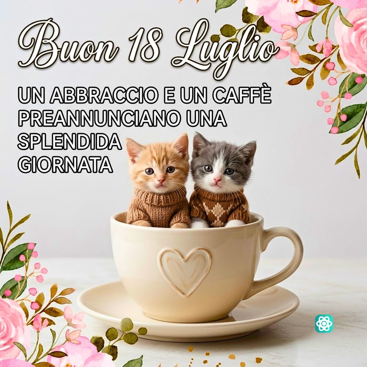 Buon 18 Luglio Un Abbraccio e un Caffè per Iniziare Bene!