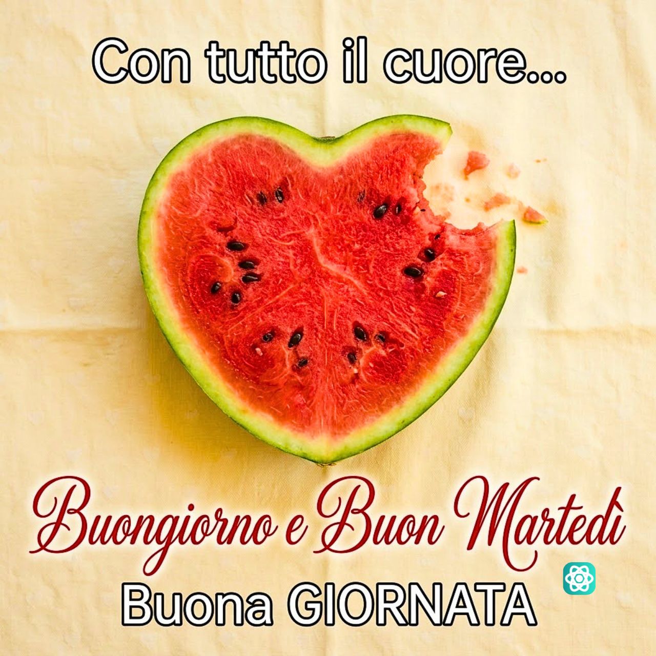 Cuore di anguria la dolcezza per un Buongiorno e Buon Martedì speciale!