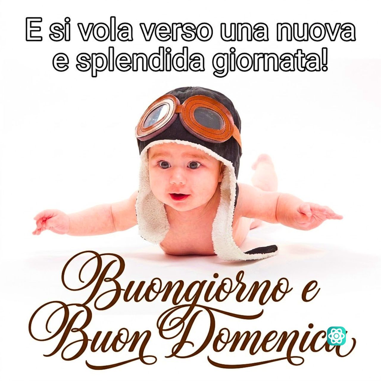 Buon Domenica con il Piccolo Aviatore Immagine Augurale Simpatica