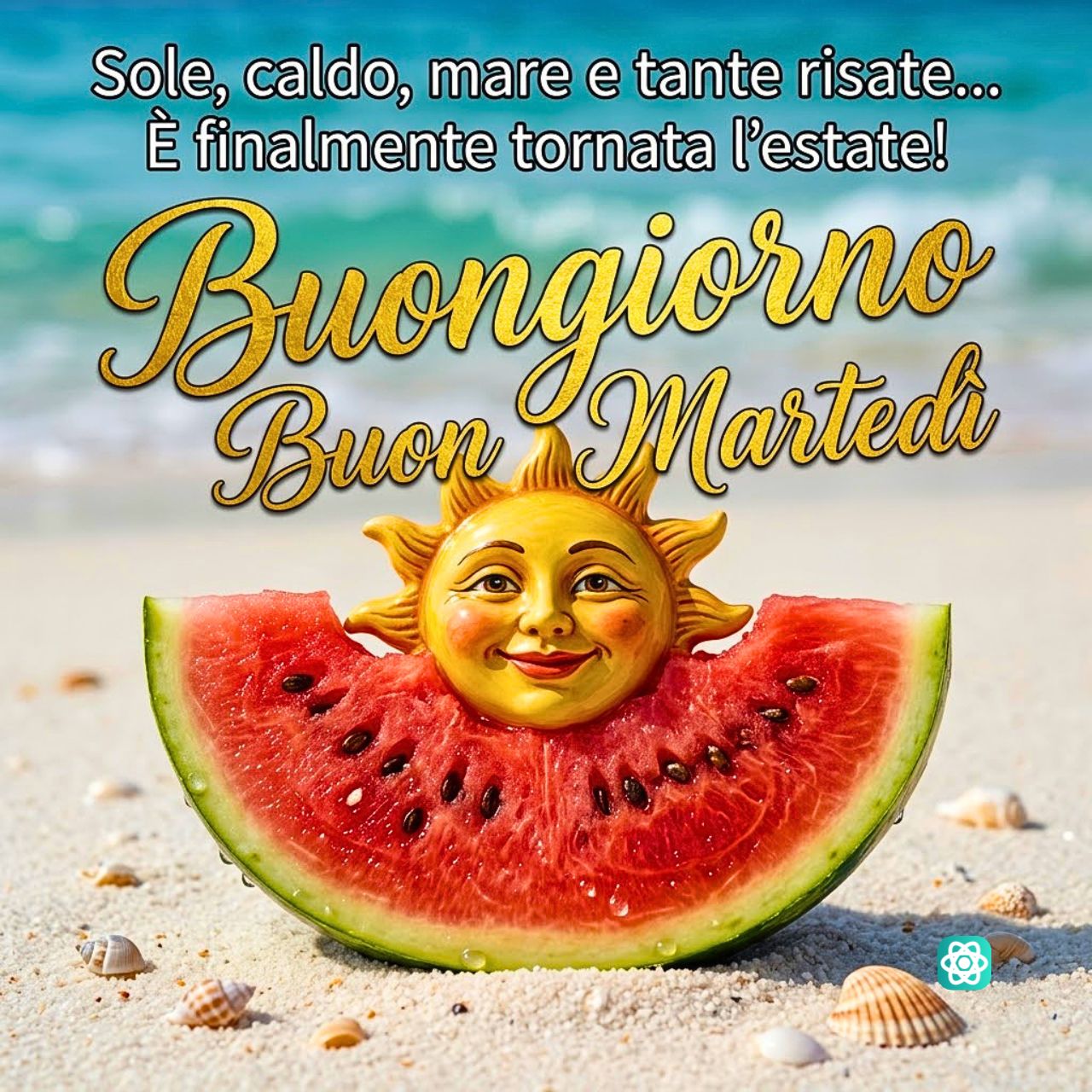 Buongiorno Buon Martedì Estivo! Sole e Anguria per Iniziare la Giornata ☀️🍉