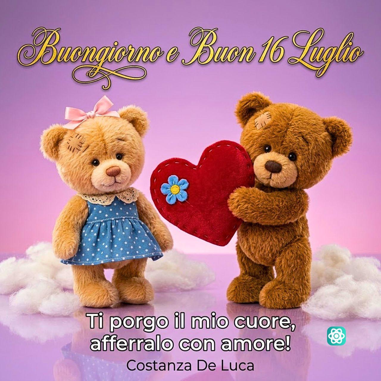 Buongiorno e Buon 16 Luglio Un Dolce Messaggio d'Amore con Orsetti
