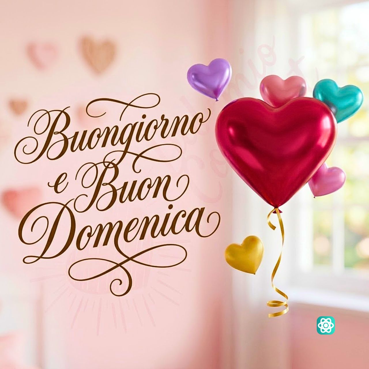 Buongiorno e Buona Domenica un saluto speciale con palloncini a cuore
