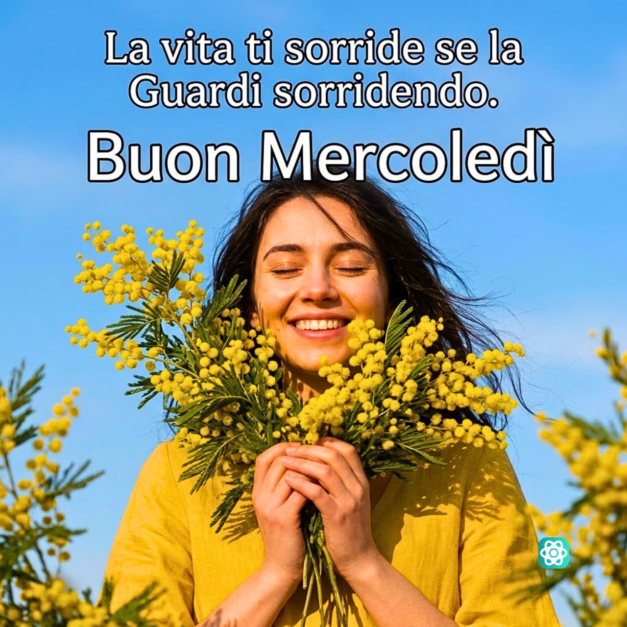 Buongiorno e Buon Mercoledì Un Sorriso e una Mimosa per Iniziare la Giornata