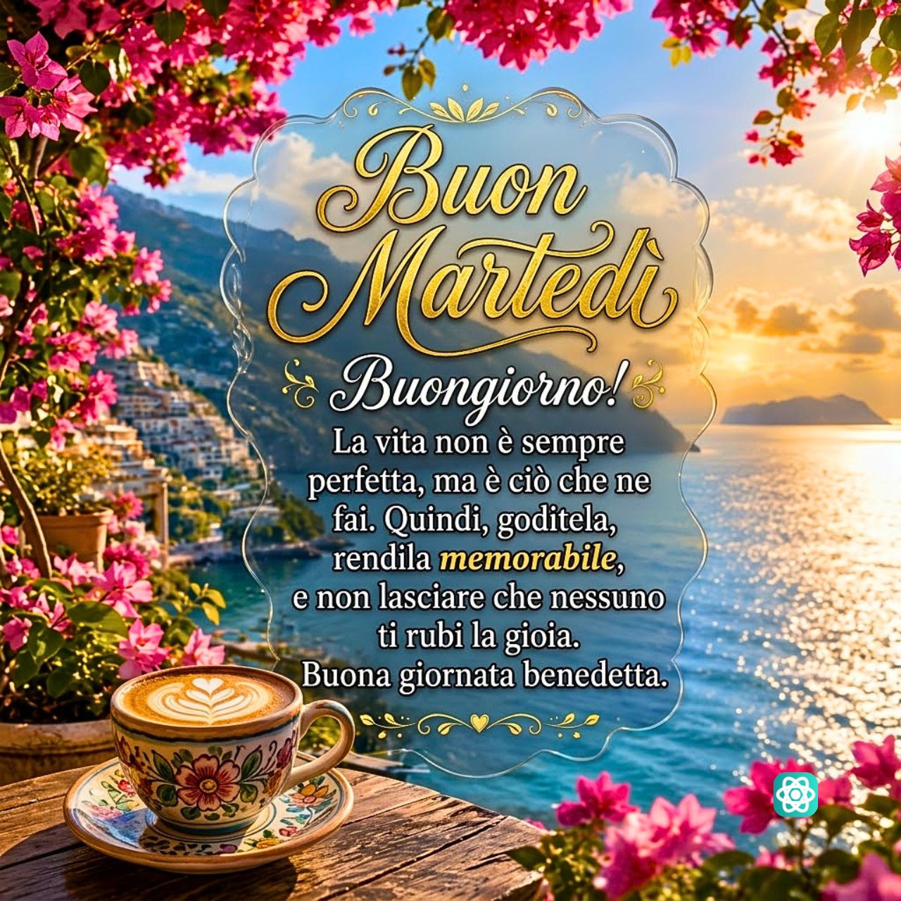 Un Buongiorno Speciale da Positano Buon Martedì e un Caffè Vista Mare