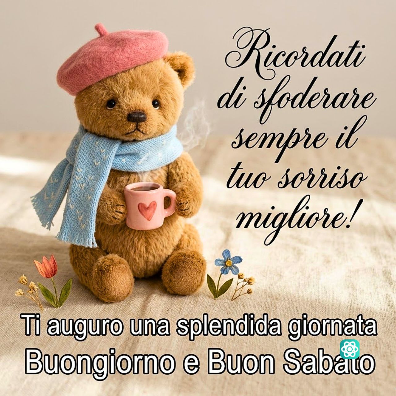 Un Sorriso Speciale per te Buongiorno e Buon Sabato con questo Orsetto!